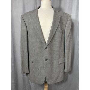 Wool Houndstooth Blazer Sport Coat Men 48R Blk/Beige‎ Office Evening Business